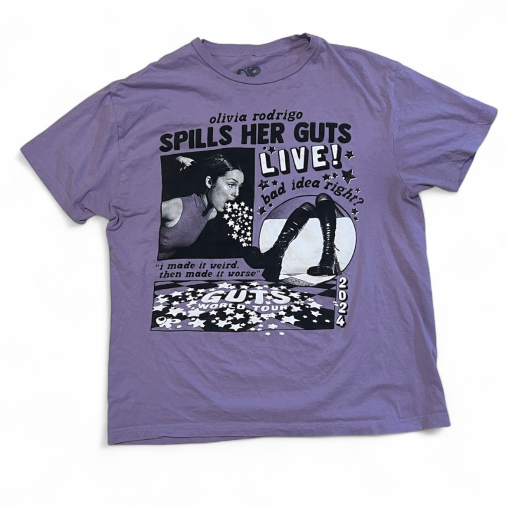 XL Purple Olivia Rodrigo “Spill Her Guts” Merch T-Shirt